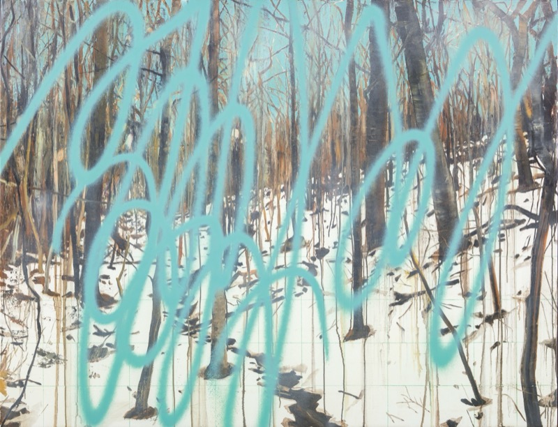 Untitled 21, 2017, oil and acrylic spray on canvas, 100×130cm