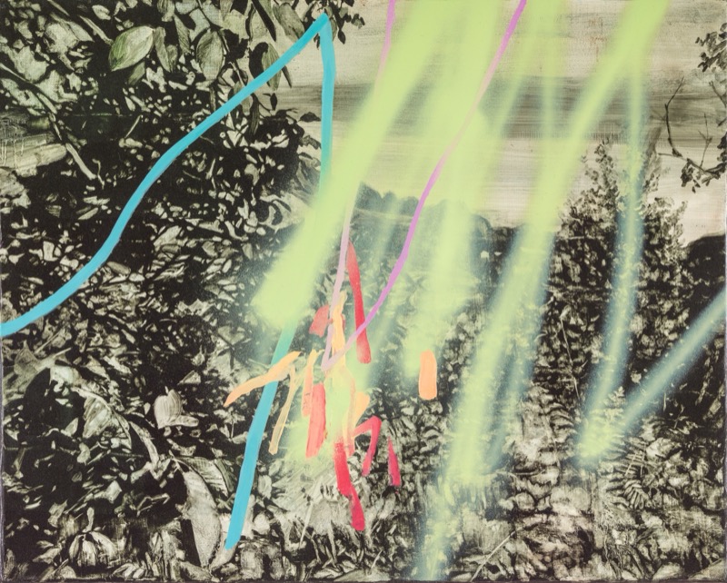 Untitled, 2017, oil and acrylic spray on canvas, 40×50cm